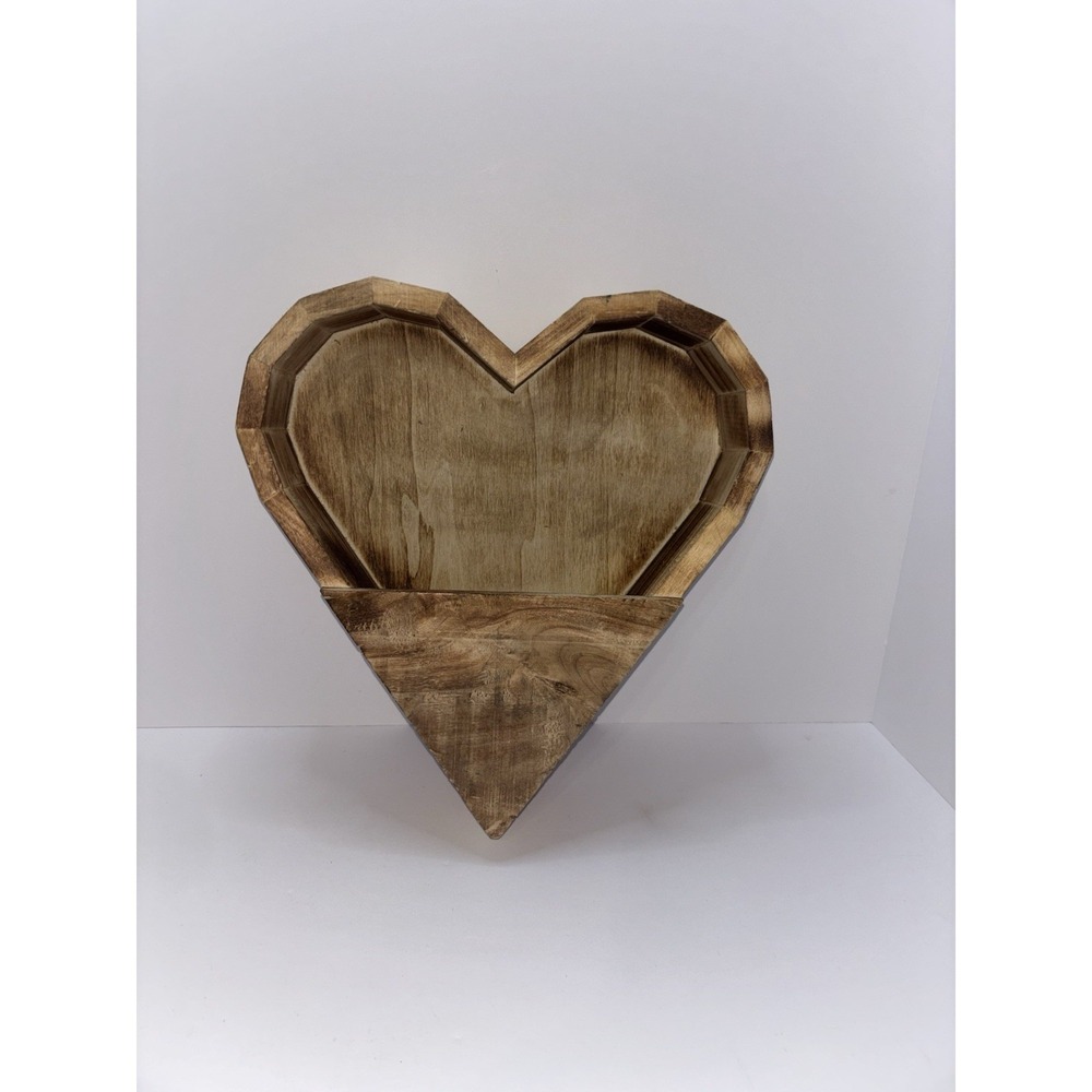 Wooden Heart Shaped Succulent Planter Box Wall Hanging